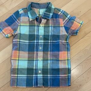 Oshkosh Kids Plaid Button Down Shirt - Blue, Green, Orange